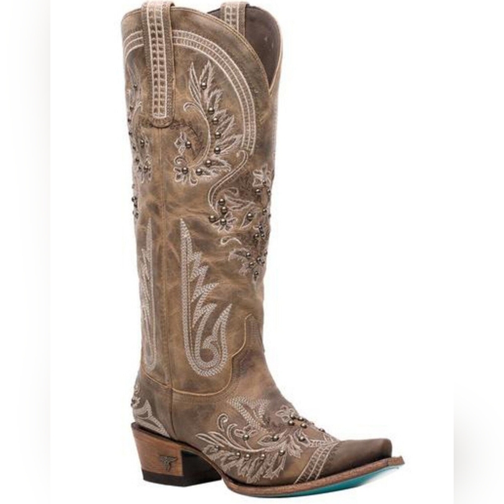 Lane Santorini Women's Embroidered Taupe Western Heeled Boot